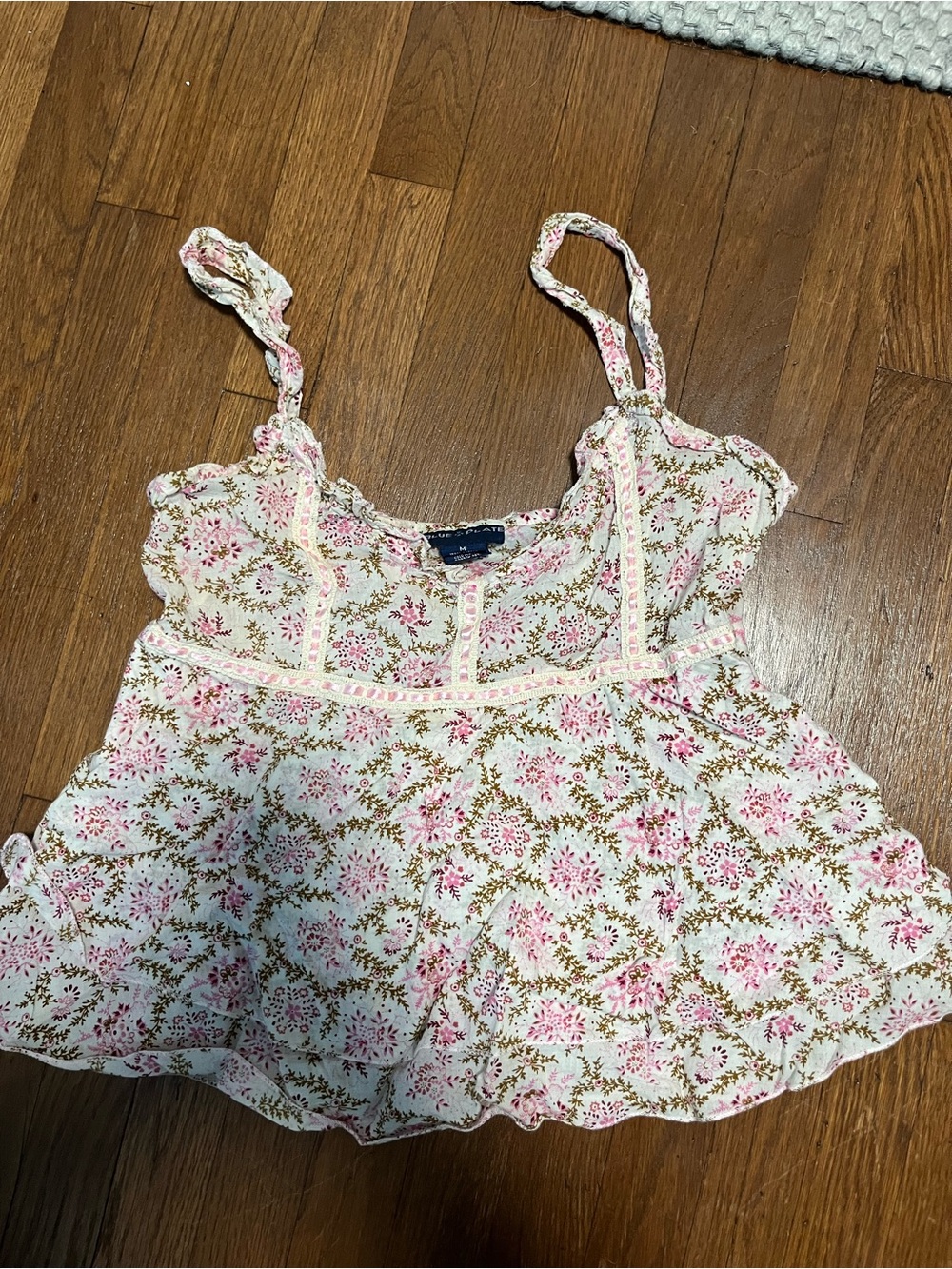 Floral Pink & Cream Spaghetti Strap Camisole